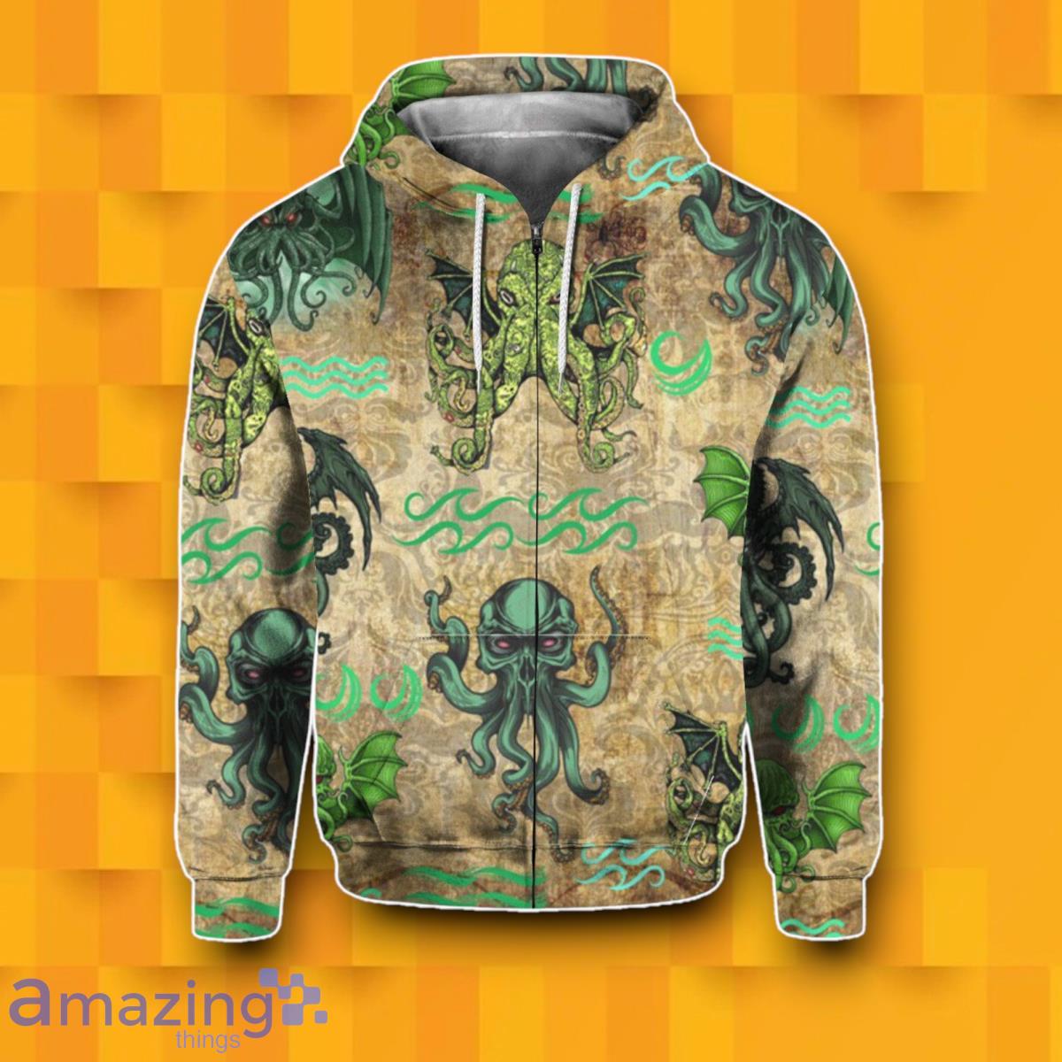 Cthulhu Zip Hoodie 3D Special Gift image Cthulhu Zip Hoodie 3D Special Gift Product Photo 2