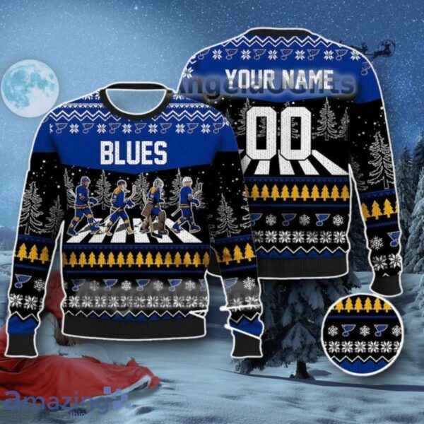 Custom Blues Walking Abbey Road Ugly Christmas Sweater Style Gift Ice Hockey Product Photo 1
