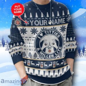 Custom Name Miller Lite Titties Funny Ugly Christmas Sweater New Design Product Photo 4
