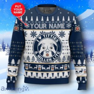 Custom Name Miller Lite Titties Funny Ugly Christmas Sweater New Design Product Photo 1