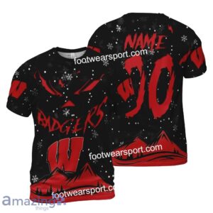 Custom Number And Name Wisconsin Badgers Grinch Face 3D Hoodie, 3D Tshirt, Sweater AOP For Fans - NCAA Wisconsin Badgers Grinch Face 3D Hoodie, 3D Tshirt, Sweater AOP Custom Number And Name Photo 2