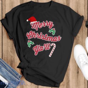 Cute Merry Christmas Ya'll T-Shirt for Southerners - Black T-Shirt