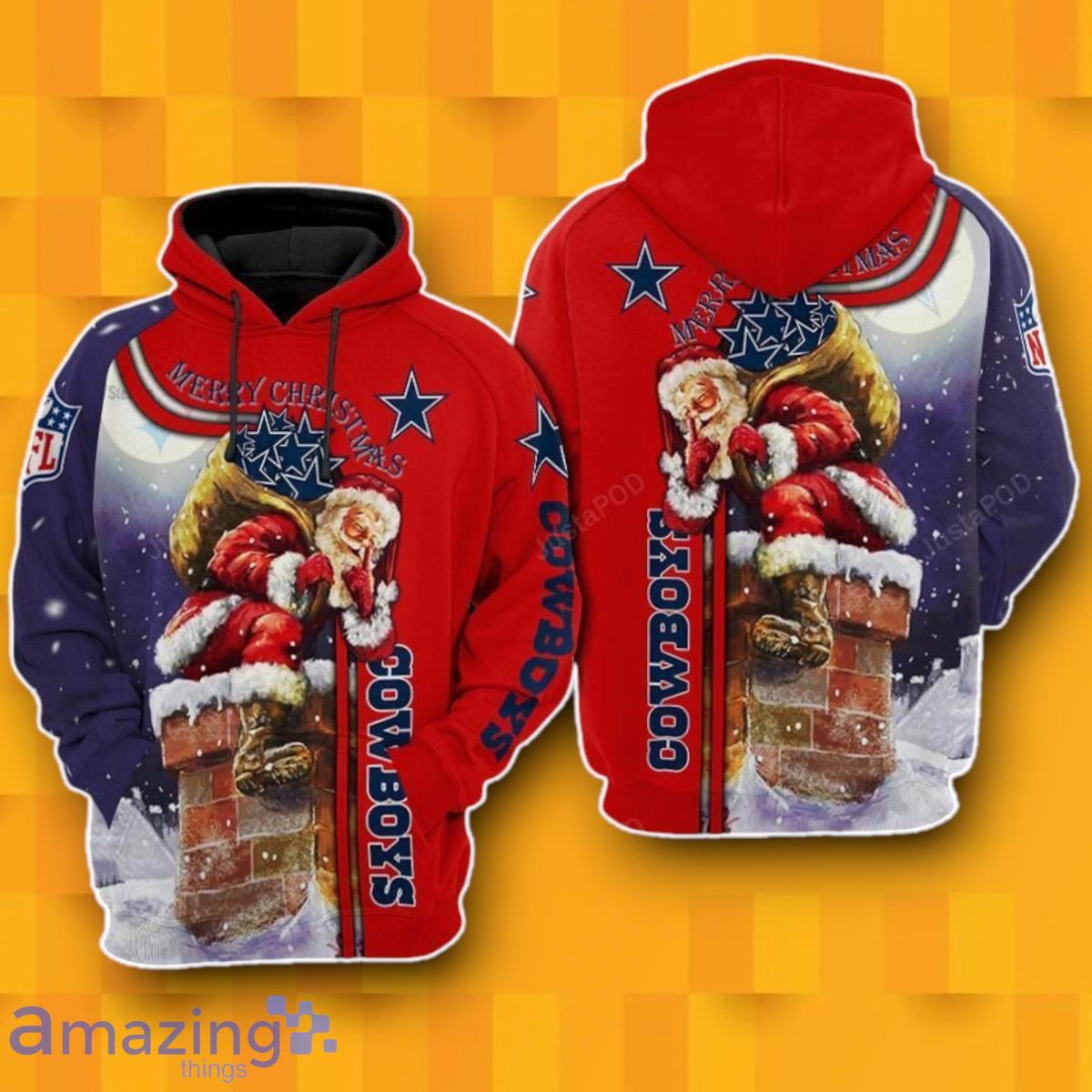 Dallas Cowboys Nfl Football Merry Christmas Red 3D Hoodie Best Gift image Dallas Cowboys Nfl Football Merry Christmas Red 3D Hoodie Best Gift Product Photo 1