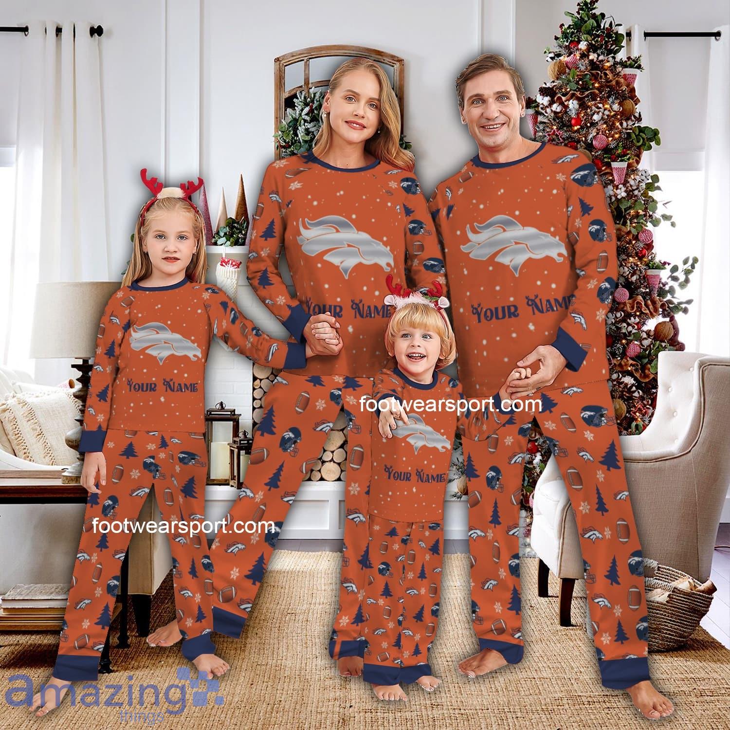 Decor Silver Logo Denver Bronco Pajamas Set Family Christmas For Adults image Decor Silver Logo Denver Bronco Pajamas Set Family Christmas For Adults - Decor Silver Logo Denver Bronco Pajamas Set Family Christmas For Adults
