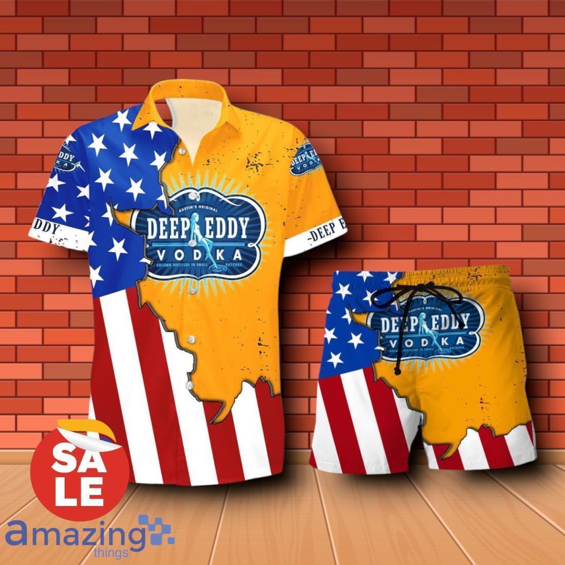 Deep Eddy Vodka USA Flag Aloha Summer Beach Hawaiian Shirt & Shorts For Men Gift Ideas image Deep Eddy Vodka USA Flag Aloha Summer Beach Hawaiian Shirt & Shorts For Men Gift Ideas Product Photo 1