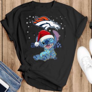Denver Broncos NFL Stitch Merry Christmas T Shirt image Denver Broncos NFL Stitch Merry Christmas T Shirt Product Photo 2