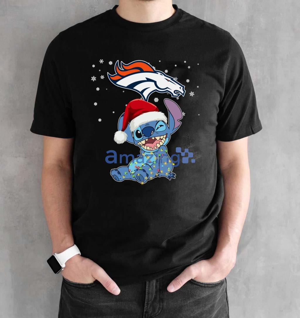 Denver Broncos NFL Stitch Merry Christmas T Shirt image Denver Broncos NFL Stitch Merry Christmas T Shirt Product Photo 3