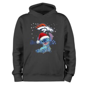 Denver Broncos NFL Stitch Merry Christmas T Shirt Product Photo 1