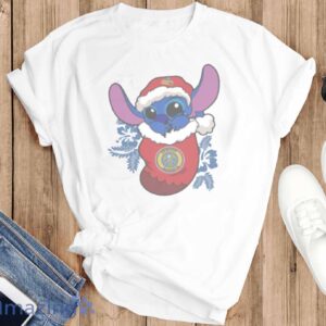 Denver Nuggets Christmas Stitch In The Sock Funny Christmas NBA T-Shirt - T-SHIRT FLAT