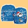 Detroit Lions NFL Snoopy and Woodstock Cute Personalized Number Christmas Ugly Sweater New Gift Limited Edition