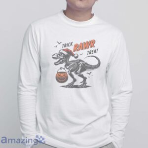 DINO SKELETON SWEATSHIRT - Trick Rawr Treat Sweatshirt - White Sweatshirt