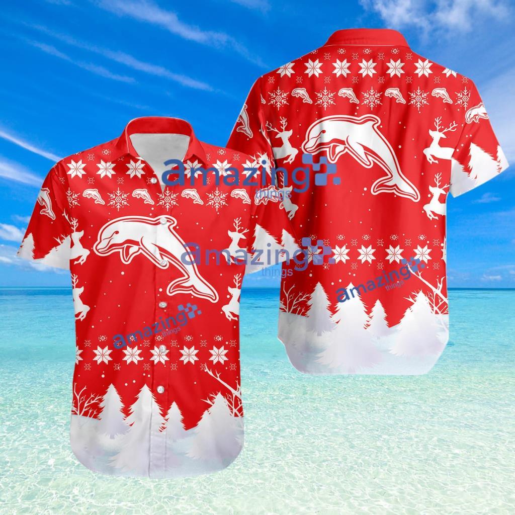 Dolphins NRL Snow Pine Christmas Tropical Hawaiian Shirt image Dolphins NRL Snow Pine Christmas Tropical Hawaiian Shirt Product Photo 1