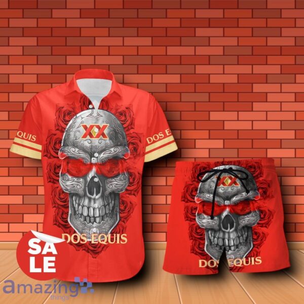 Dos Equis Sukull Rose 3D Hawaiian Shirt & Shorts For Men Women Product Photo 1