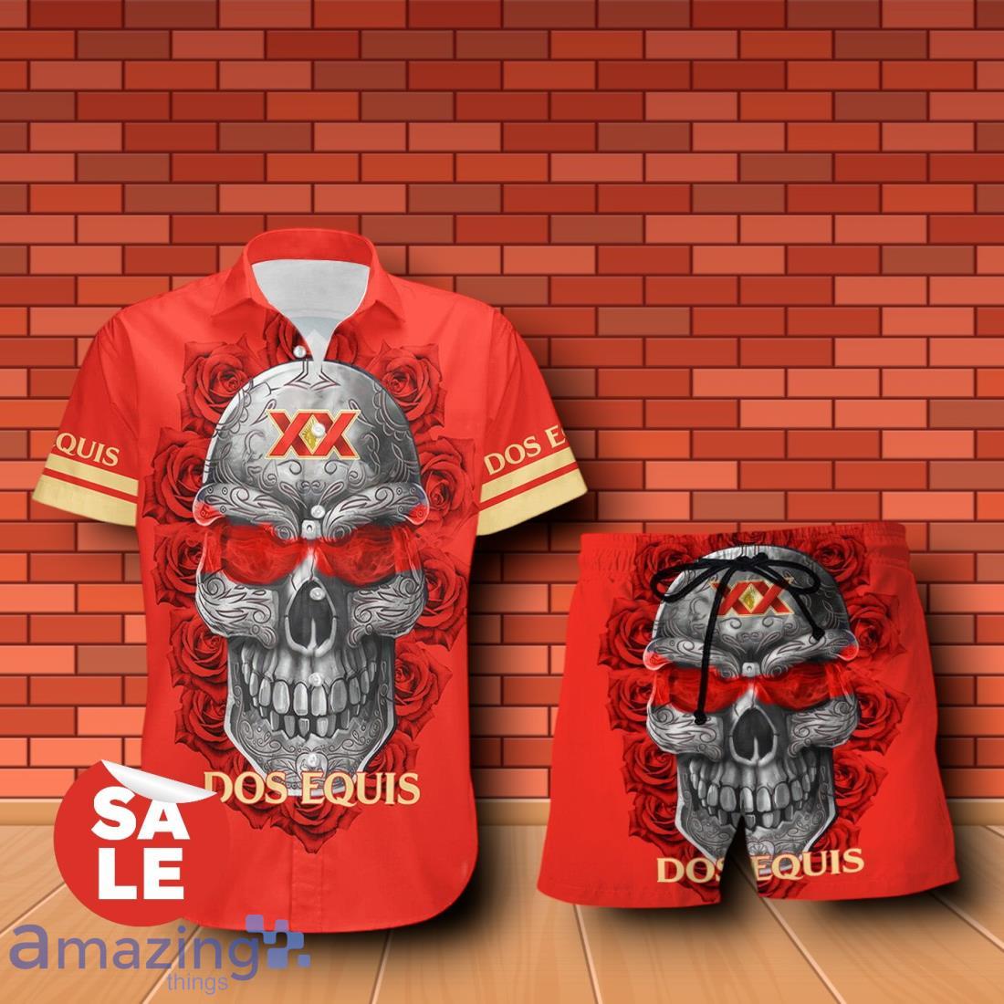 Dos Equis Sukull Rose 3D Hawaiian Shirt & Shorts For Men Women image Dos Equis Sukull Rose 3D Hawaiian Shirt & Shorts For Men Women Product Photo 1