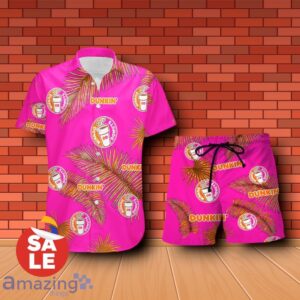 Dunkin Donuts Palm Leaves Summer Hawaiian Shirt & Shorts Special Gift Product Photo 1