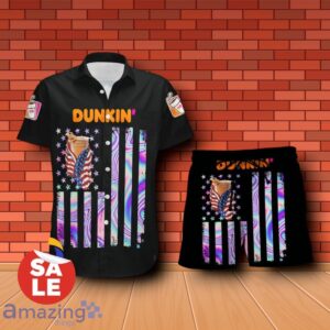 Dunkin Donuts USA Flag Aloha Summer Beach Hawaiian Shirt & Shorts Special Gift Product Photo 1