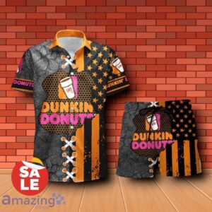 Dunkin Donuts USA Flag Combo Hawaiian Shirt & Shorts For Men Women Product Photo 1