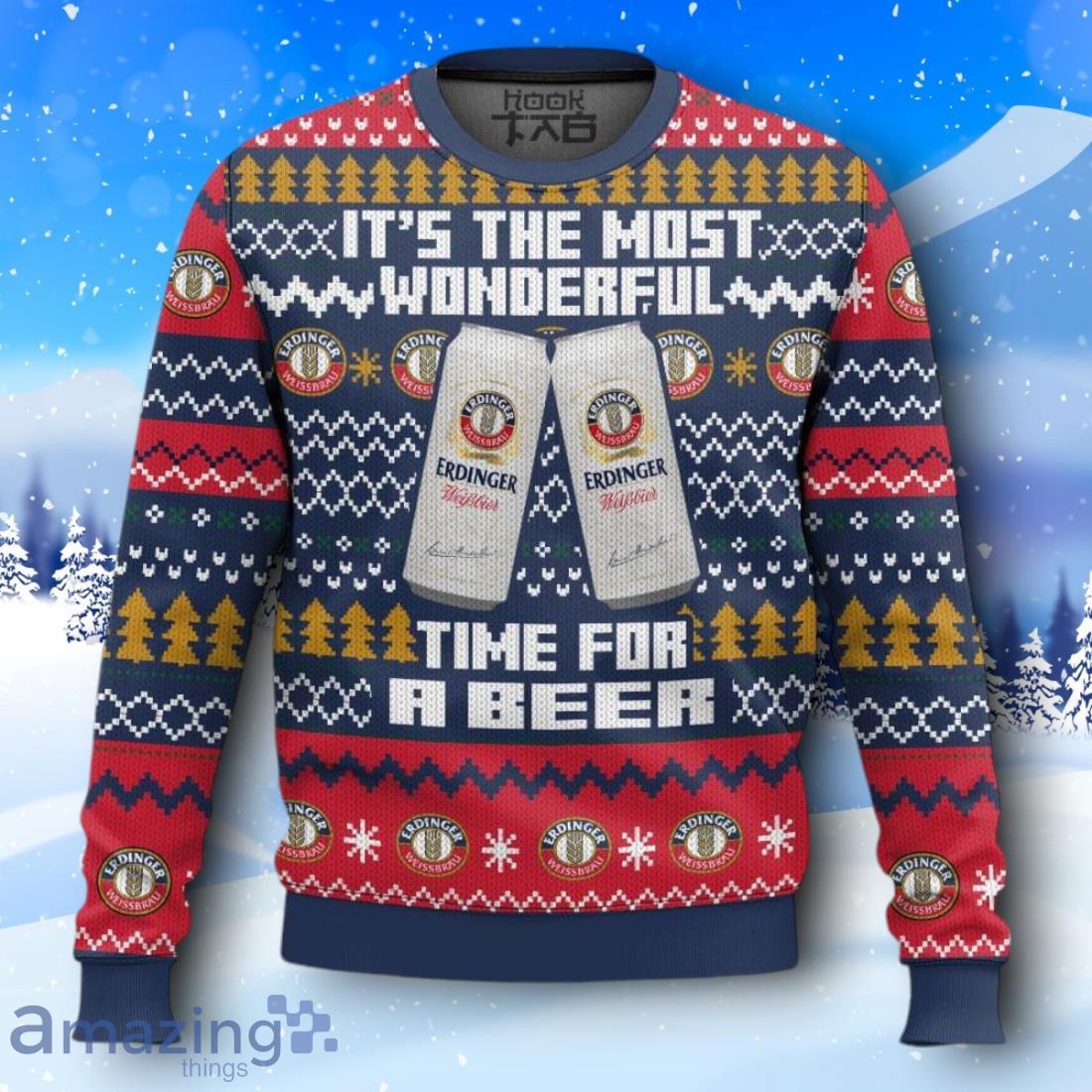 Erdinger It’s The Most Wonderful Time For A Beer Ugly Christmas Sweater New Design image Erdinger It’s The Most Wonderful Time For A Beer Ugly Christmas Sweater New Design Product Photo 1