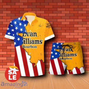 Evan Williams USA Flag Aloha Summer Beach Combo Hawaiian Shirt & Shorts For Men Women Product Photo 1
