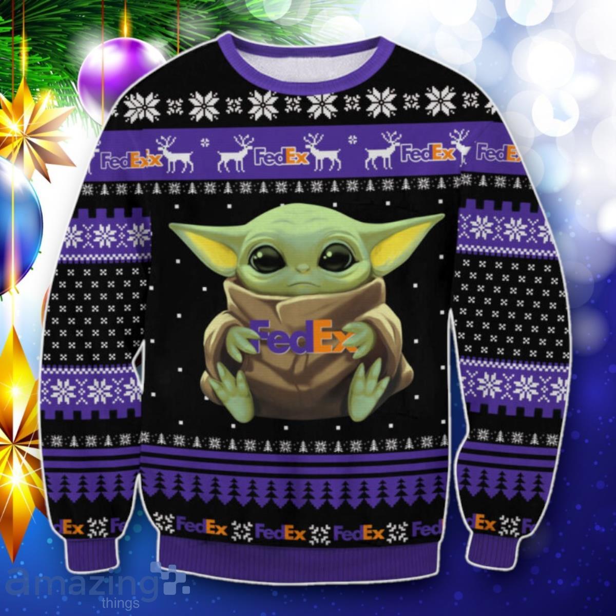 FedEx Baby Yoda Ugly Sweater Best Gift image FedEx Baby Yoda Ugly Sweater Best Gift Product Photo 1