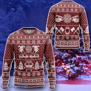 FIRE DEPT Firefighter Ugly Christmas Sweater Style Gift Red Custom Sweatshirt Product Photo 2