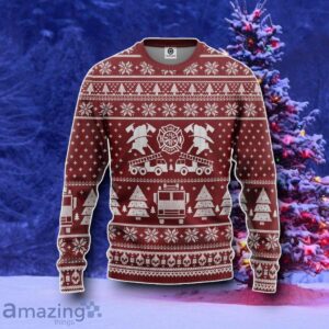 FIRE DEPT Firefighter Ugly Christmas Sweater Style Gift Red Custom Sweatshirt Product Photo 1