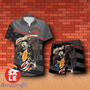 Fireball Cinnamon Whisky Eagle American Flag Combo Hawaiian Shirt & Shorts For Men Women Product Photo 1