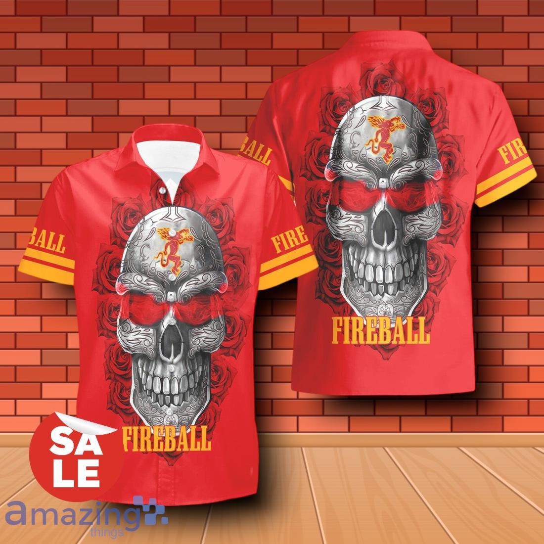 Fireball Cinnamon Whisky Sukull Rose 3D Hawaiian Shirt & Shorts For Men Women image Fireball Cinnamon Whisky Sukull Rose 3D Hawaiian Shirt & Shorts For Men Women Product Photo 1
