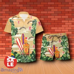 Fireball Cinnamon Whisky Surfboard Tropical Forest Combo Hawaiian Shirt & Shorts For Men Women Product Photo 2
