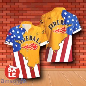 Fireball Cinnamon Whisky USA Flag Aloha Summer Beach Combo Hawaiian Shirt & Shorts For Men Women Product Photo 2