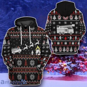 Firefighter FIRE DEPT Ugly Christmas Sweater Style Gift Custom Hoodie Product Photo 2
