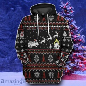 Firefighter FIRE DEPT Ugly Christmas Sweater Style Gift Custom Hoodie Product Photo 1