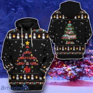 Firefighter Truck Tree Ugly Christmas Sweater Style Gift Custom Hoodie Product Photo 2