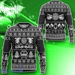 Firefighter Ugly Christmas Sweater Impressive Gift Black Custom Sweatshirt Apparel Product Photo 2