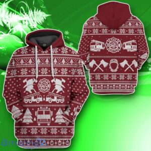 Firefighter Ugly Christmas Sweater Impressive Gift Red Custom Hoodie Apparel image Firefighter Ugly Christmas Sweater Impressive Gift Red Custom Hoodie Apparel Product Photo 2