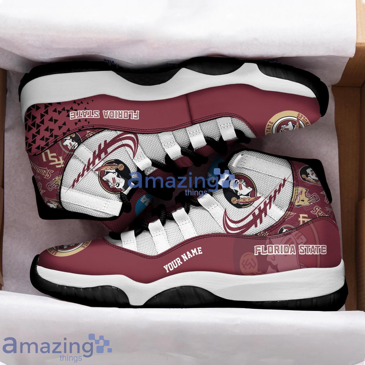 Florida State Seminoles Air Jordan 11 Sneakers Custom Name Sport Team Shoes For Men And Women image Florida State Seminoles Air Jordan 11 Sneakers Custom Name Sport Team Shoes For Men And Women Product Photo 2