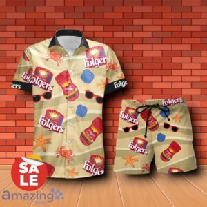 Folgers Summer Seafood Combo Hawaiian Shirt & Shorts For Men Women Product Photo 1