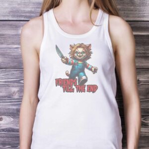 Funny Cat Friends Till the End Relaxed T-Shirt - White Ladies Tank Top