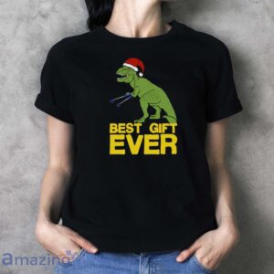 Funny Christmas Dinosaur Shirt, Funny Christmas Gift T Shirt, Dinosaur Santa Holiday Shirt - Ladies T-Shirt
