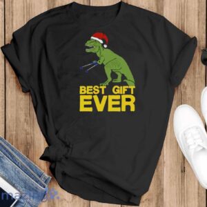Funny Christmas Dinosaur Shirt, Funny Christmas Gift T Shirt, Dinosaur Santa Holiday Shirt - Black T-Shirt