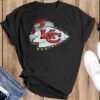 Funny Santa Kansas City Chiefs logo light Christmas Shirt