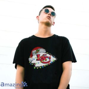Funny Santa Kansas City Chiefs logo light Christmas Shirt - G500 Gildan T-Shirt
