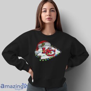 Funny Santa Kansas City Chiefs logo light Christmas Shirt - Sweatshirt