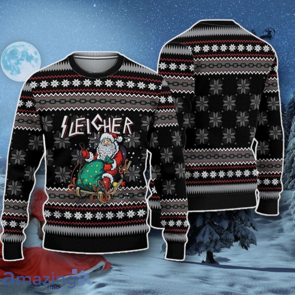 Funny Santa Sleigher Christmas Ugly Sweater Style Gift Hamm’s Beer 3D Sweater image Funny Santa Sleigher Christmas Ugly Sweater Style Gift Hamm’s Beer 3D Sweater Product Photo 1