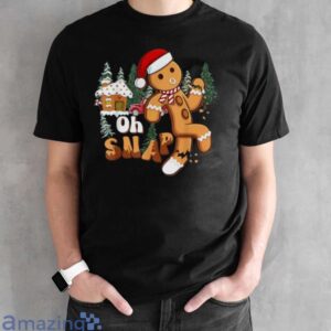 Gingerbread Man Oh Snap Funny Christmas Cookie Baking Team T-Shirt - Black Unisex T-Shirt