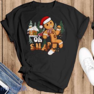 Gingerbread Man Oh Snap Funny Christmas Cookie Baking Team T-Shirt - Black T-Shirt