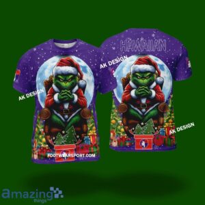 Grinch Christmas Hawaiian Airlines Logo 3D Hoodie, 3D Shirt, Sweater AOP For Men Women - Hawaiian Airlines King Grinch Christams 3D Shirt Photo 2
