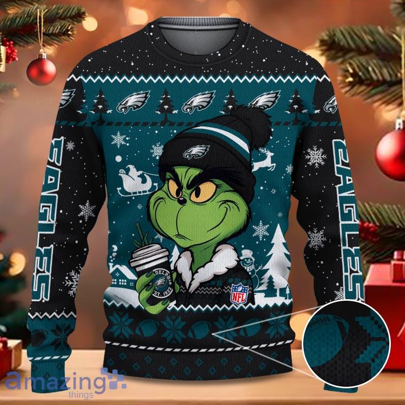 Grinch Dring Style Philadelphia Eagles Ugly Christmas Sweater AOP Holidays Gift image Grinch Dring Style Philadelphia Eagles Ugly Christmas Sweater AOP Holidays Gift - Grinch Dring Style Philadelphia Eagles Ugly Christmas Sweater AOP Holidays Gift