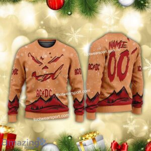 Grinch Face AC DC Band Christmas 3D Hoodie AOP Sweater Gift Holidays Custom Number And Name - AC DC Band Christmas 3D Sweater For Men Women