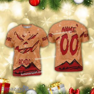 Grinch Face AC DC Band Christmas 3D Hoodie AOP Sweater Gift Holidays Custom Number And Name - AC DC Band Christmas 3D T-Shirt For Men Women